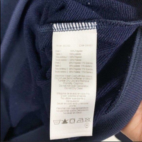 ASICS Women's Size Medium Navy Blue with White Stripe Athlete Crew Sweatshirt - Picture 4 of 5